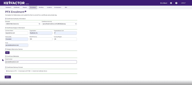 10 - Keyfactor PFX Enrollment