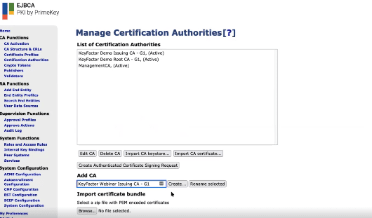 2 - EJBCA Manage CAs