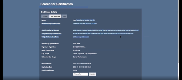 7 - EJBCA Search for Certificates
