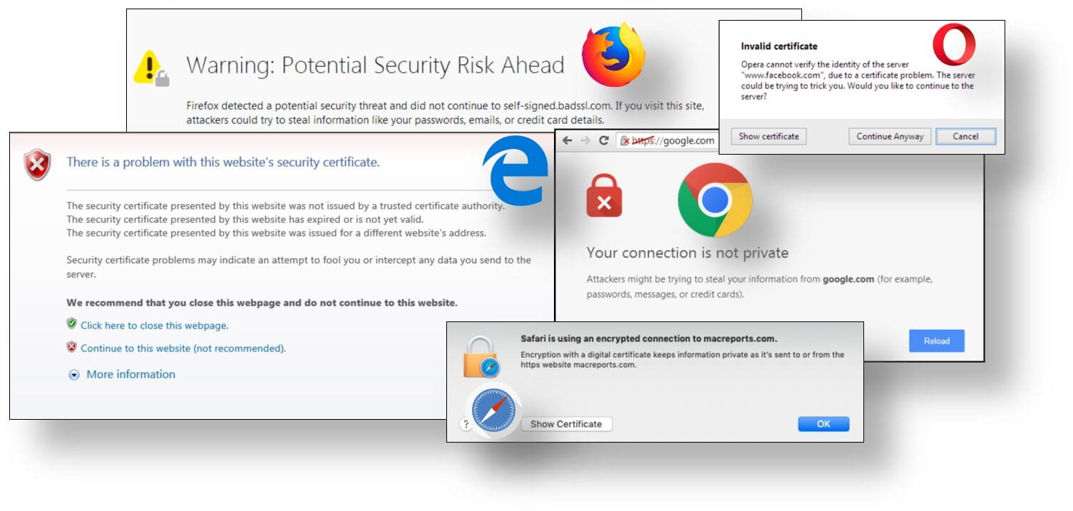 Web browser unsecured website warning