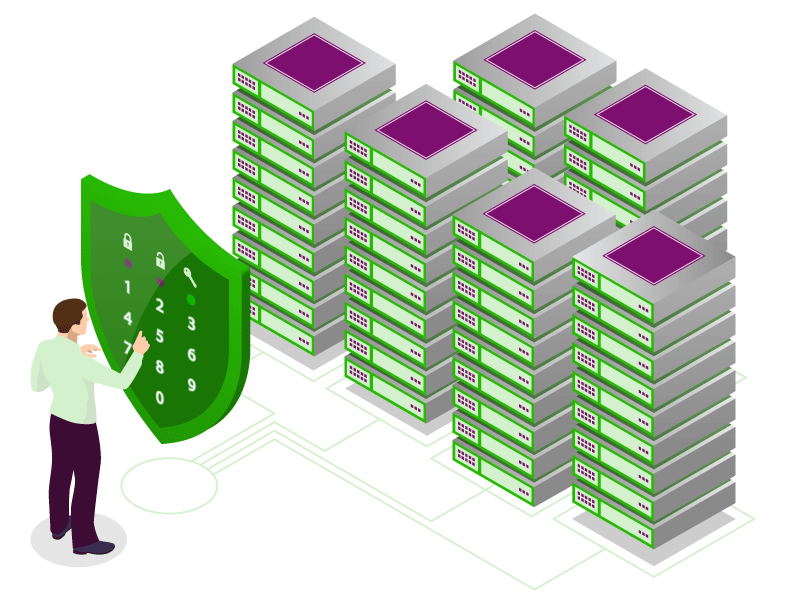 illustration of servers protected by encryption