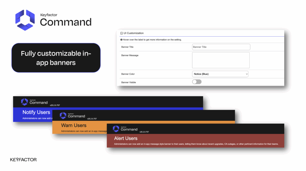 Keyfactor Command CLM In-app banners
