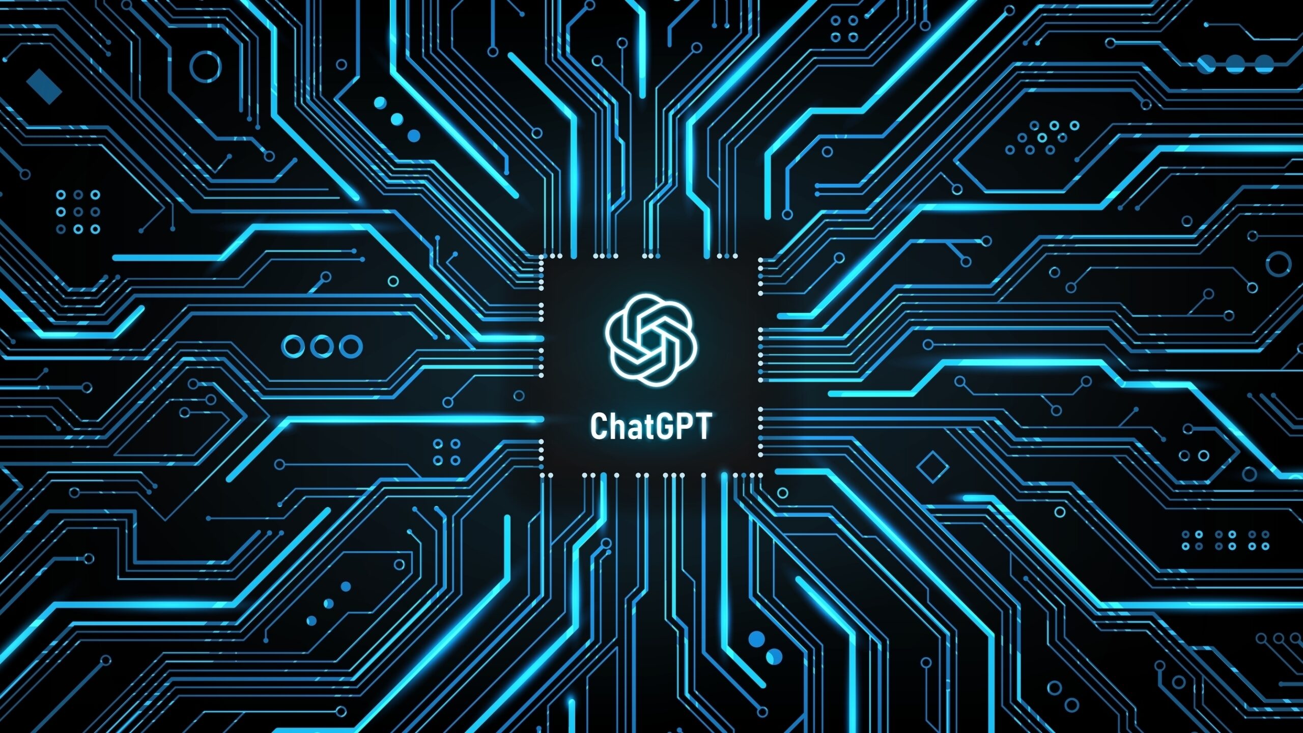 blue circuitry with the ChatGPT logo in the center