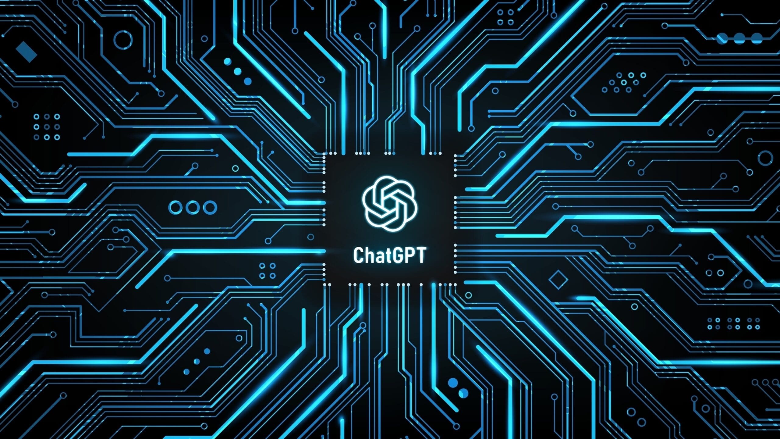 blue circuitry with the ChatGPT logo in the center