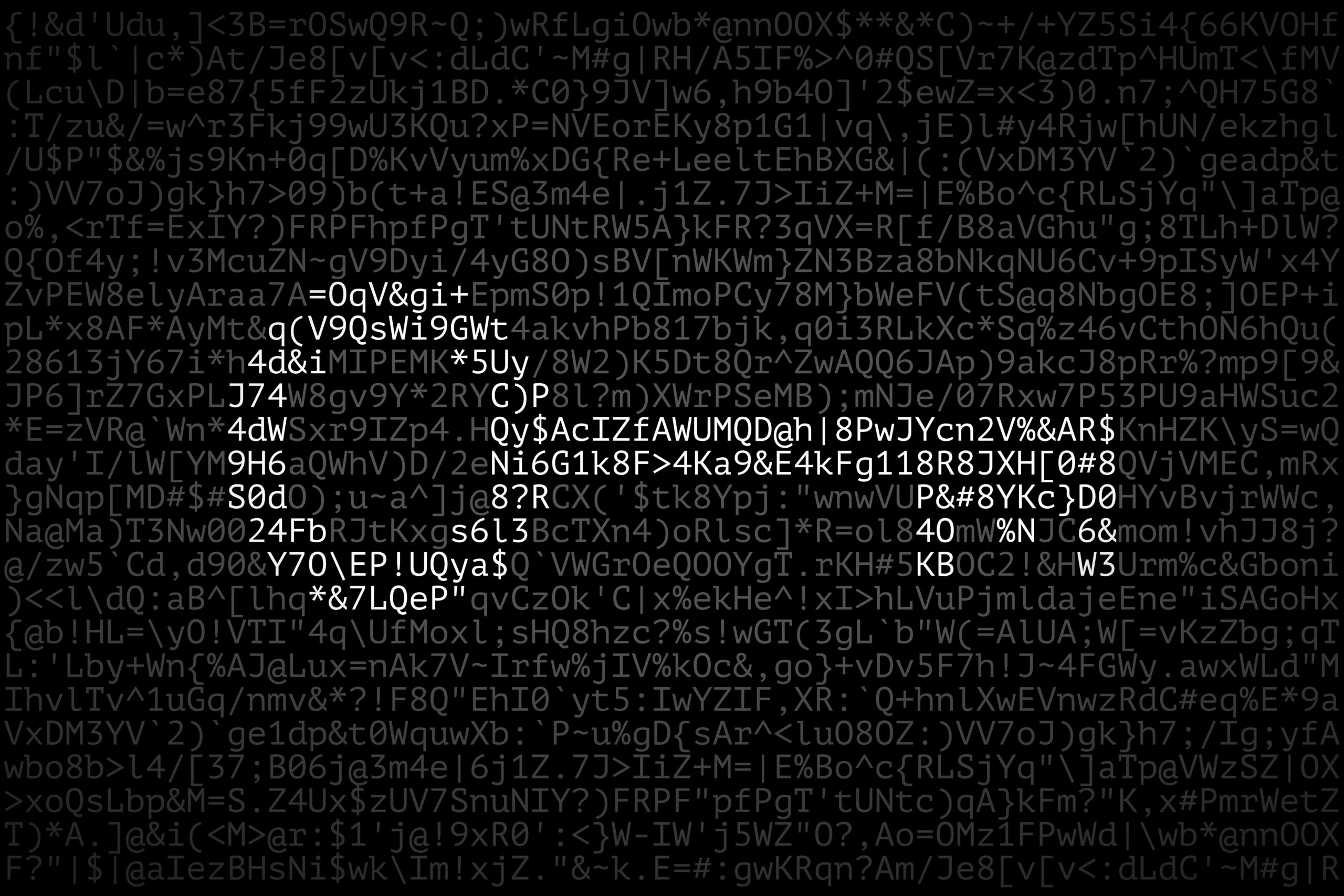 graphic image of randomized code that shows the pattern of a key in the code
