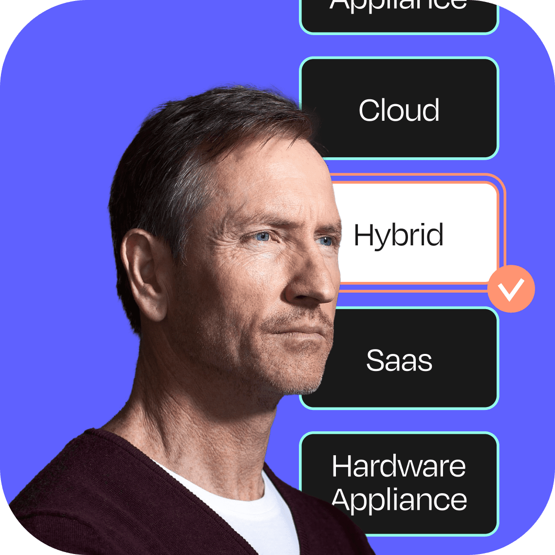 photo of man looking to the right with list of different PKI setup options