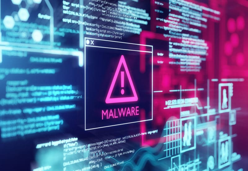 graphical depiction of a malware alert