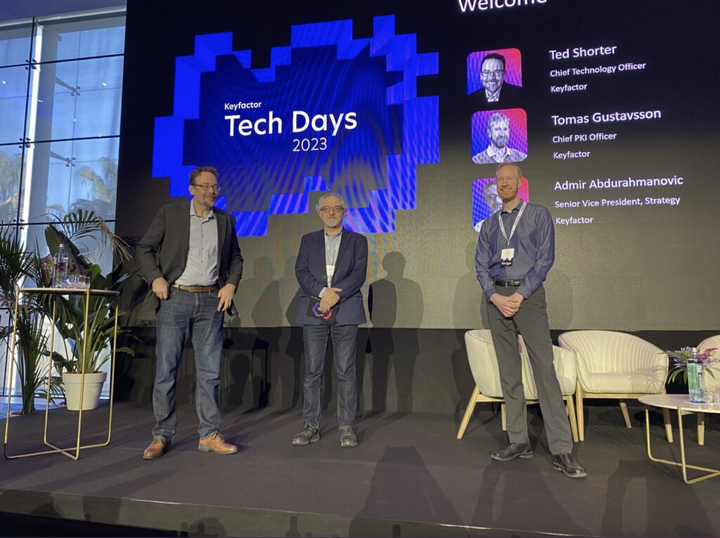 photo of Ted, Tomas, and Admir presenting at Tech Days 2023