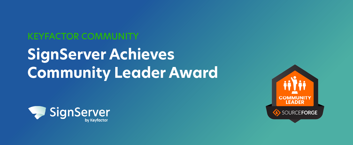 SignServer Achieves Community Leader Award by SourceForge