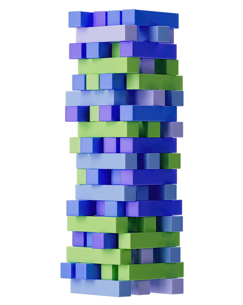 graphic illustration of building blocks in a tower