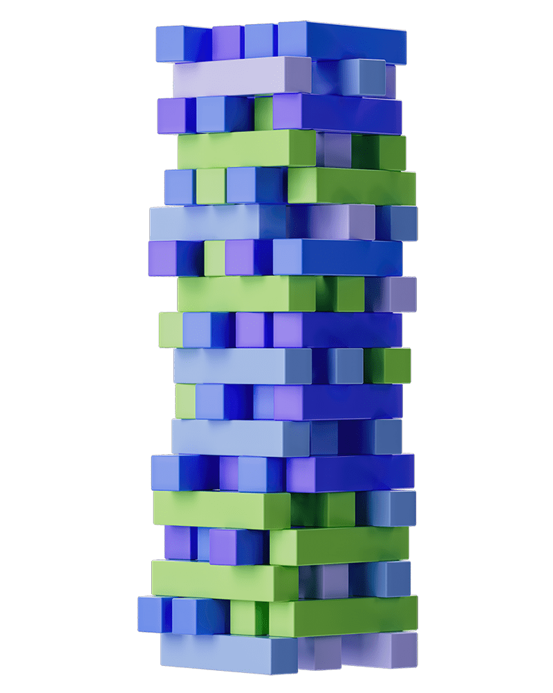 graphic illustration of building blocks in a tower