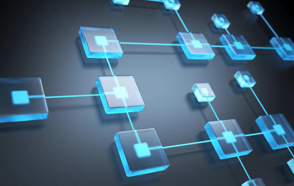 Flow chart or blockchain concept